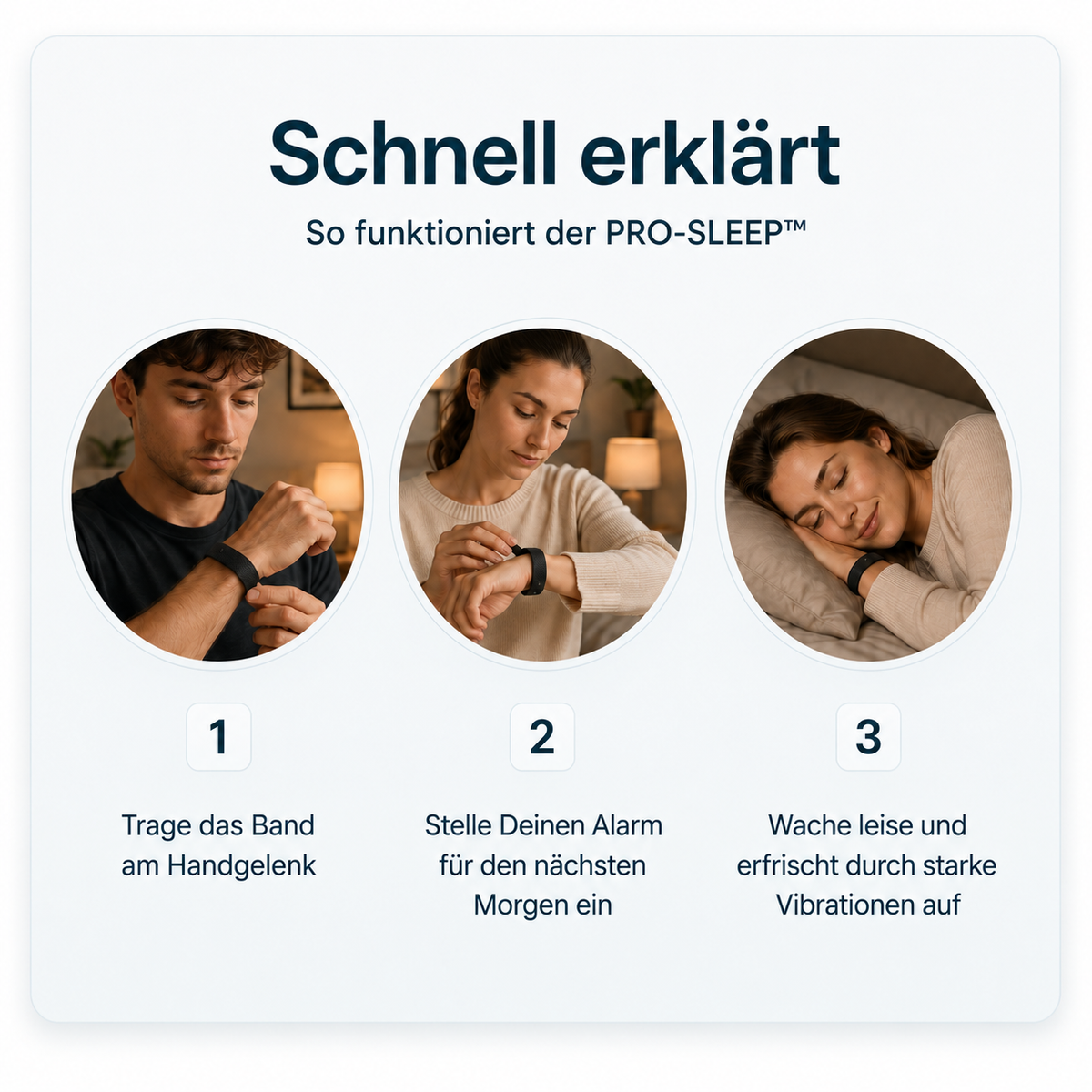PRO-SLEEP™ Vibrations-Wecker – Anwendung Schritt für Schritt