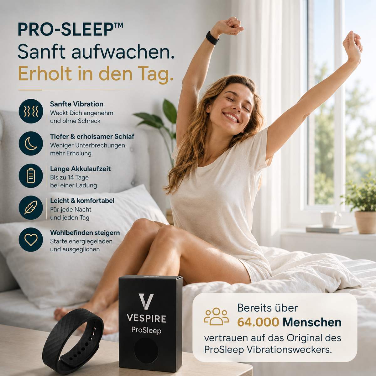 PRO-SLEEP™ Vibrations-Wecker – Sanftes Aufwachen