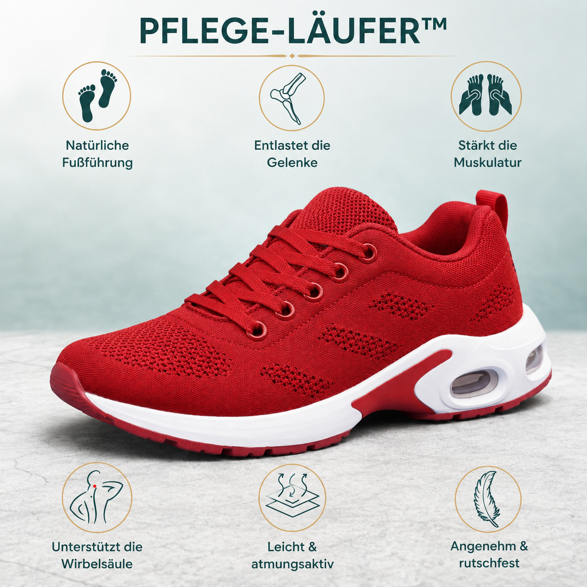 PFLEGE-LÄUFER™ - Komfort-Schuh – Farbvariante Rot