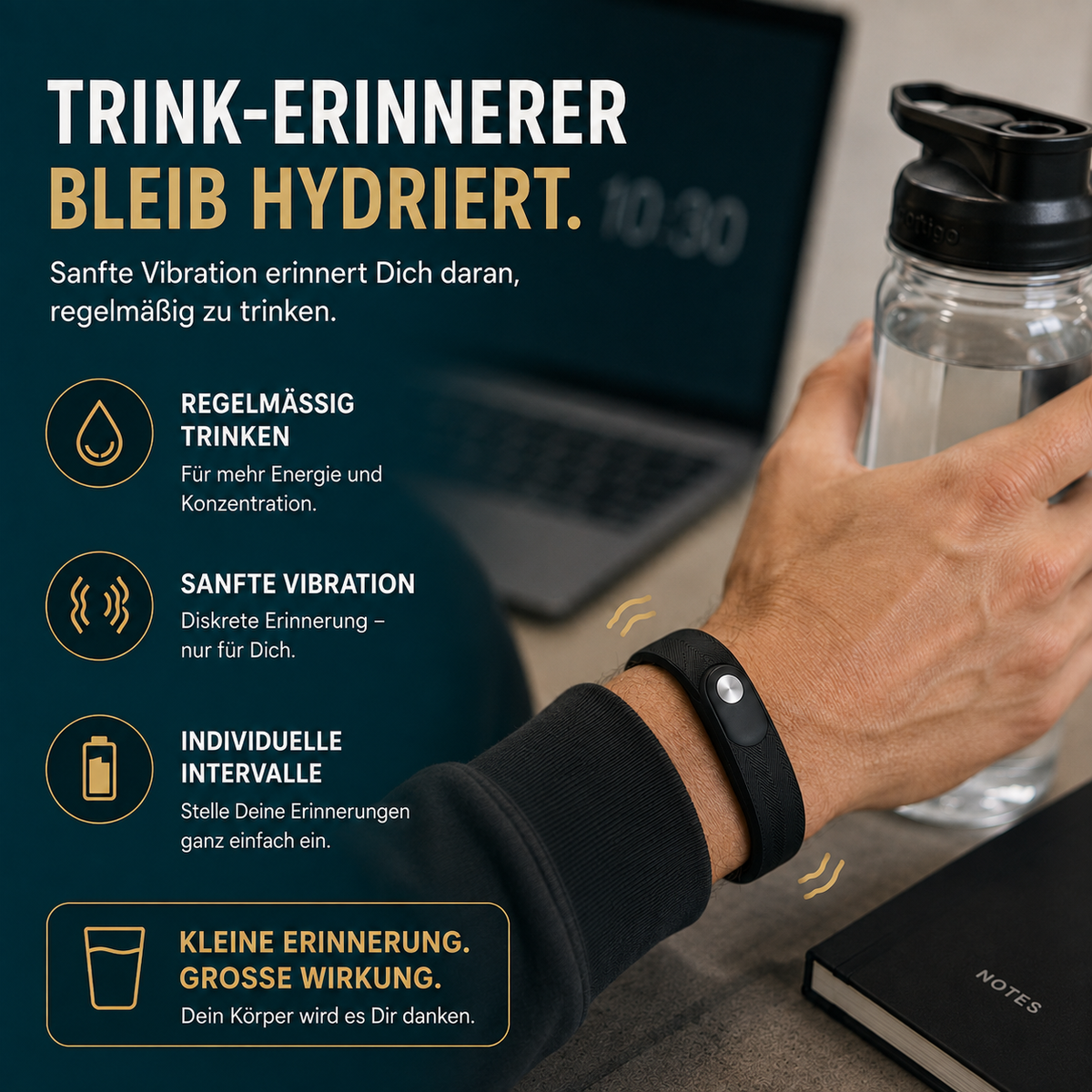 PRO-SLEEP™ Vibrations-Wecker – Trinkerinnerung