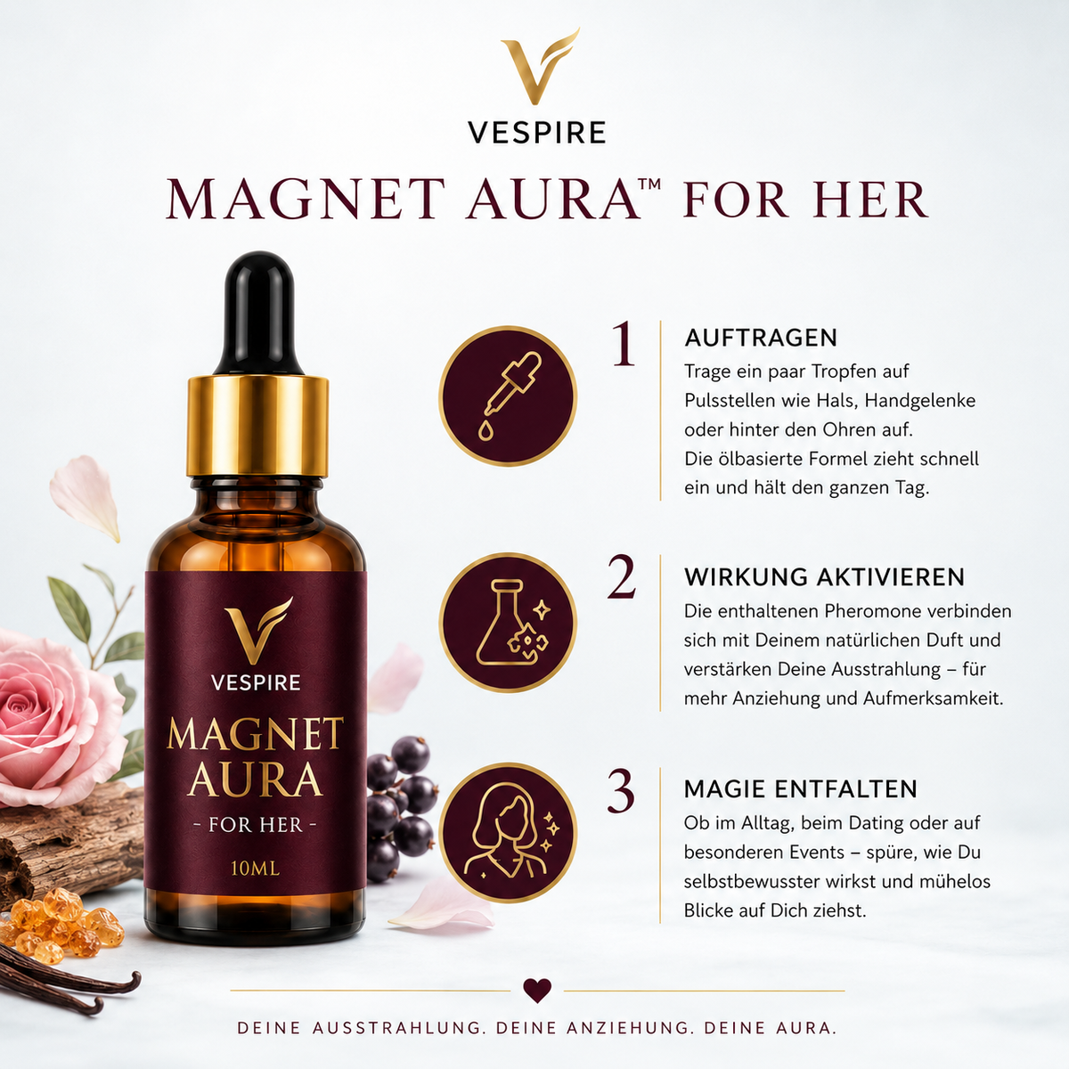 MAGNET-AURA™ FOR HER (Pheromon-Parfümöl) – Anwendung