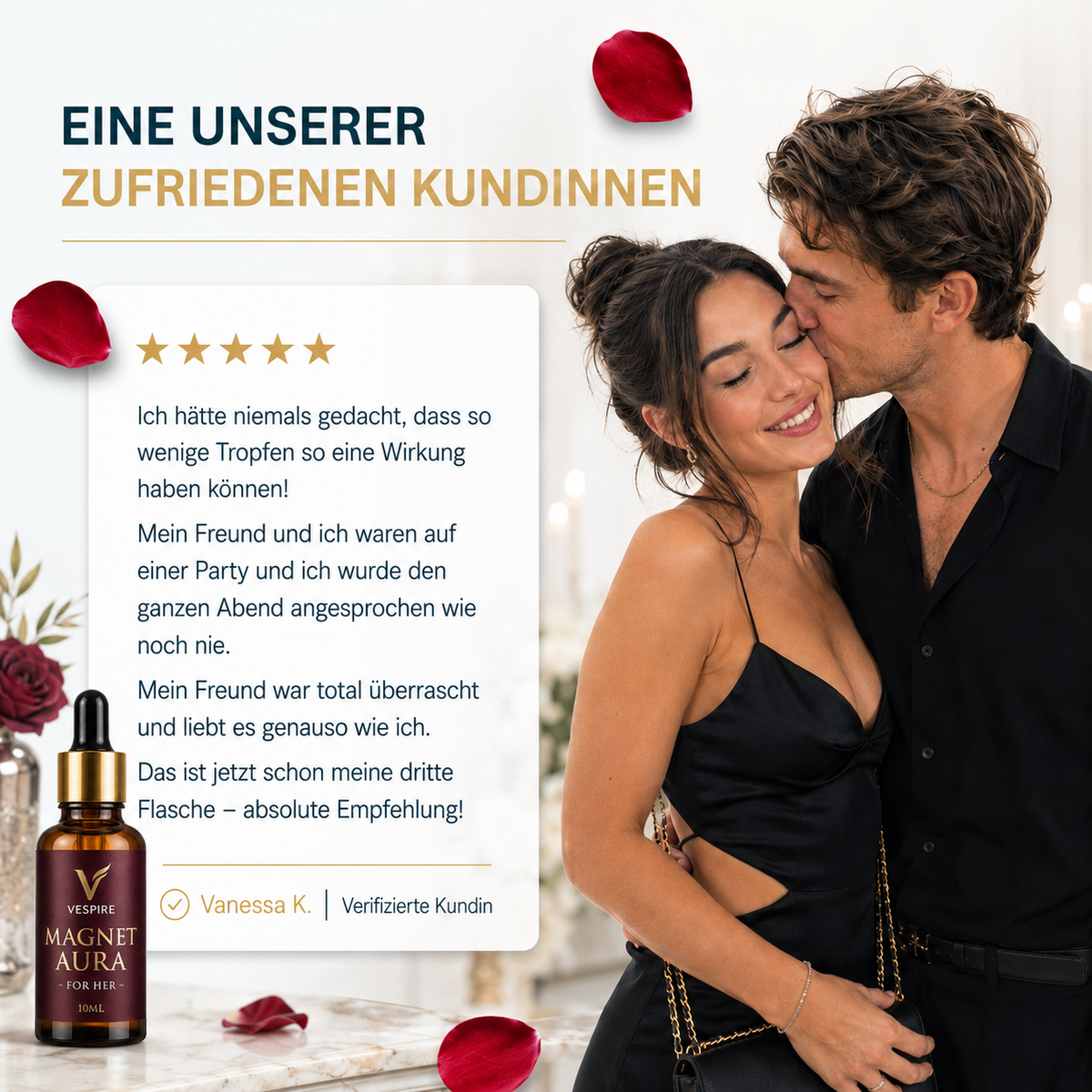 MAGNET-AURA™ FOR HER (Pheromon-Parfümöl) – Kundin mit Parfümöl