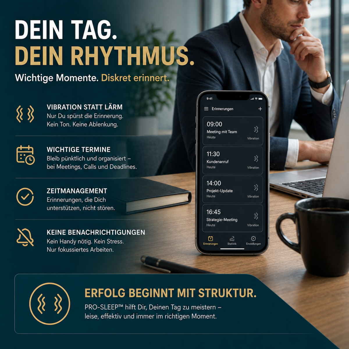 PRO-SLEEP™ Vibrations-Wecker – Diskrete Erinnerungen