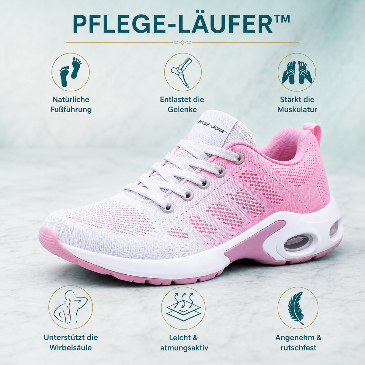 PFLEGE-LÄUFER™ - Komfort-Schuh – Farbvariante Weiß-Rosa