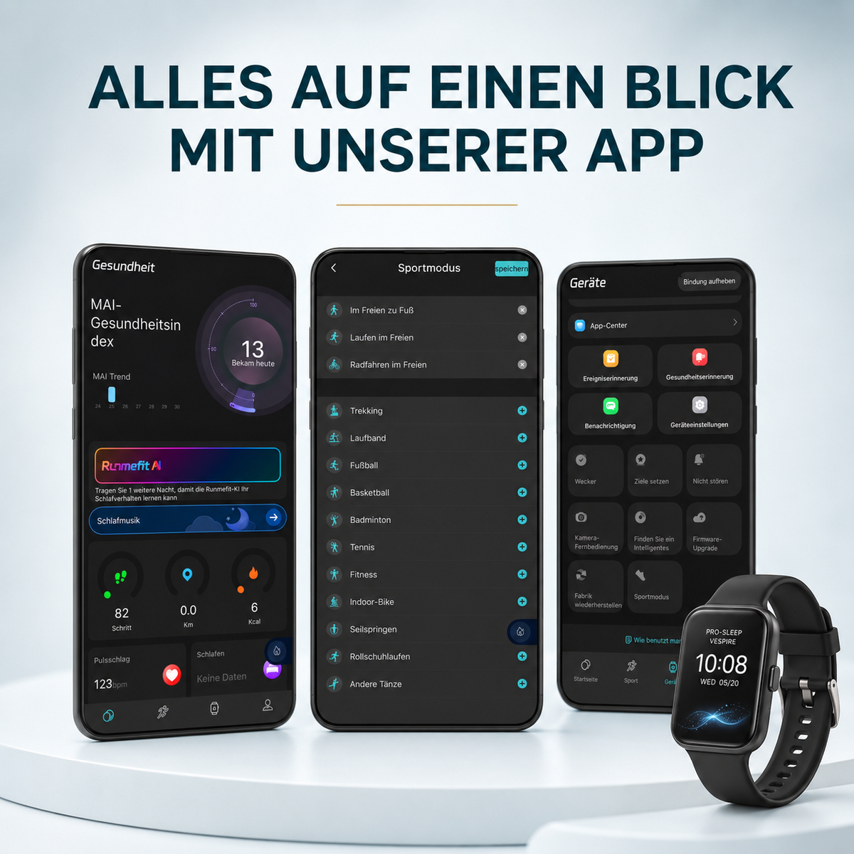 ERSATZ-BÄNDER (PRO-SLEEP™ - Smart Watch) – Übersicht der App
