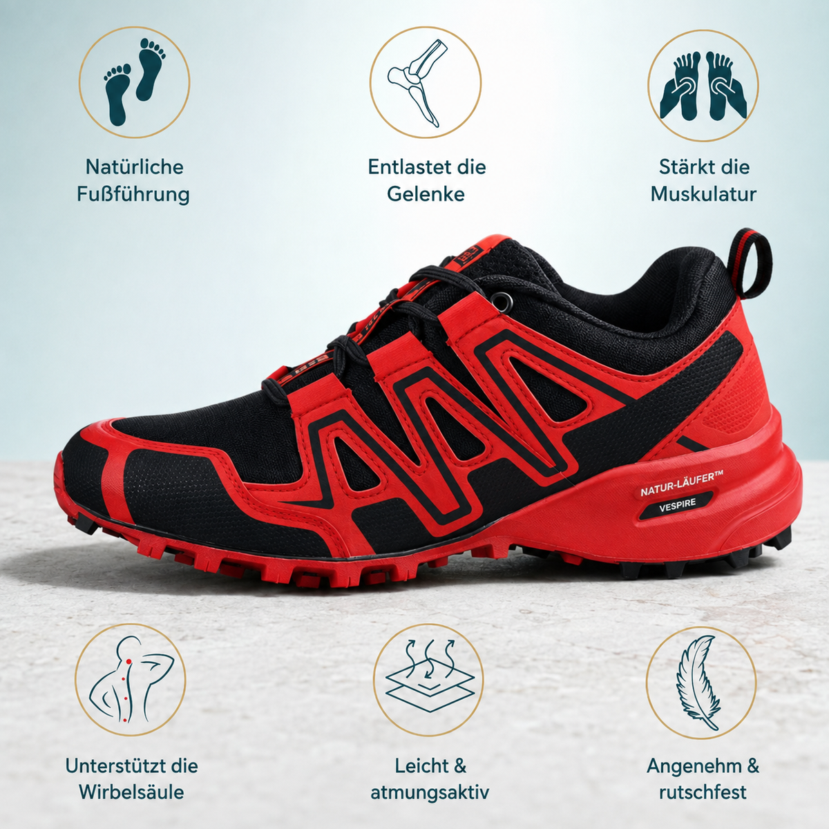 NATUR-LÄUFER™ - Ergonomischer Schuh – Farbvariante Rot